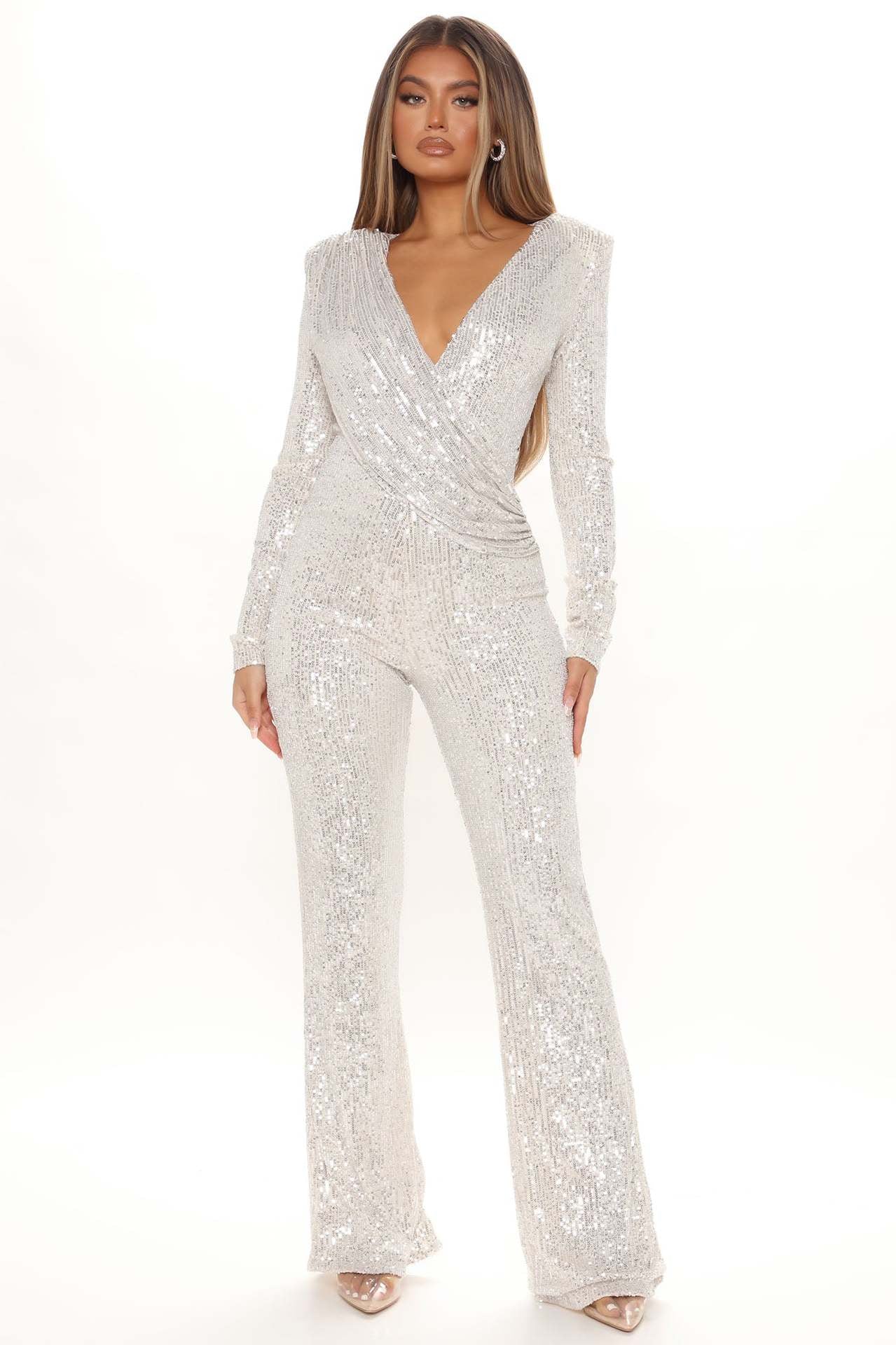 Women's Stylish Autumn Sequined Sexy Deep Clothing