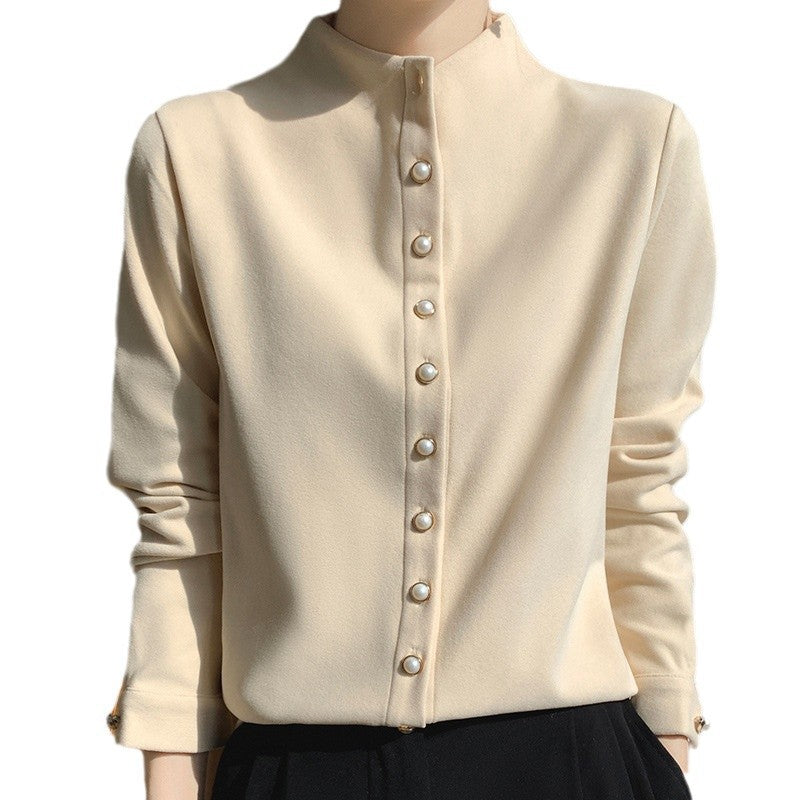 Women's Double-sided Warm Shirt Half Turtleneck Fashion Blouses