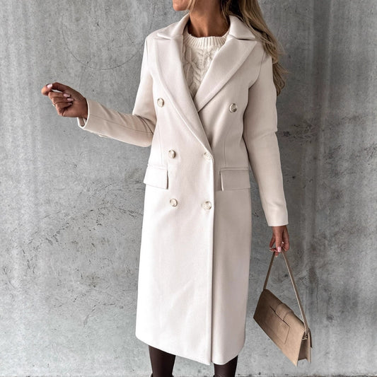 Women's Minimalist Long Sleeve Double Breasted Casual Coats