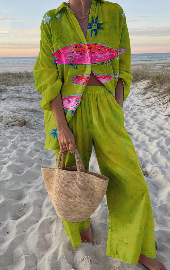 Women's Digital Flower Hawaiian Vacation Style Shirt Blouses