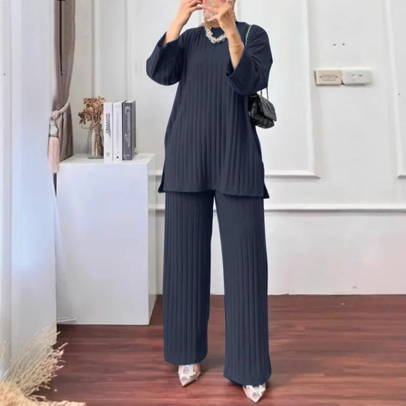 Women's Autumn Long Sleeve Shirt Wide Leg Suits