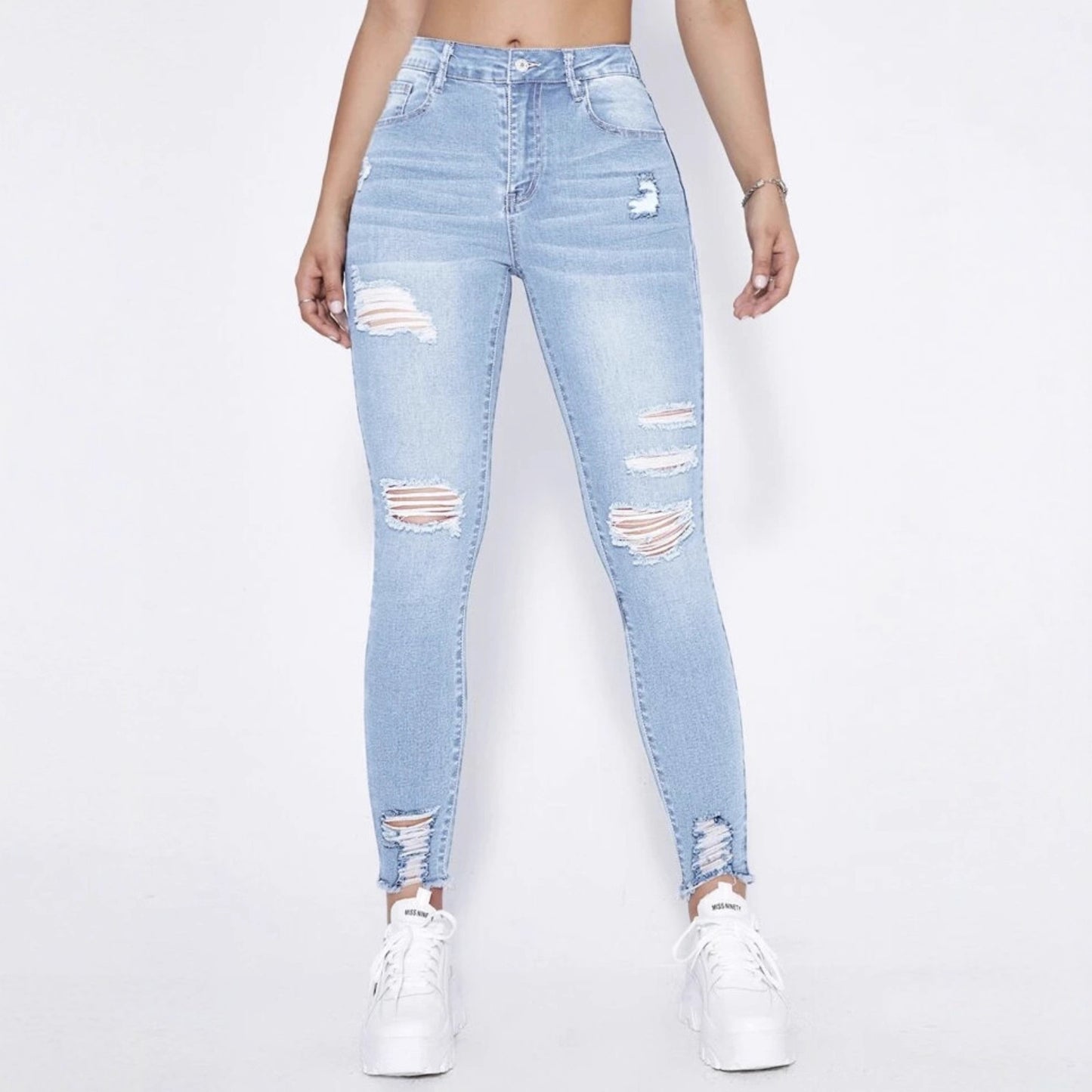Women's Ripped Slim Stretch Denim Skinny Pants