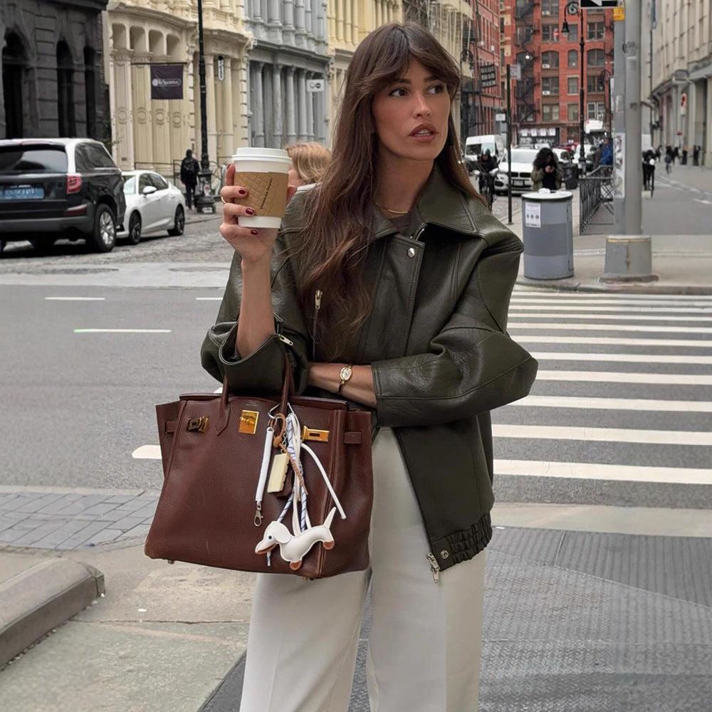 Women's Street Style Fashion Solid Color Polo Coats
