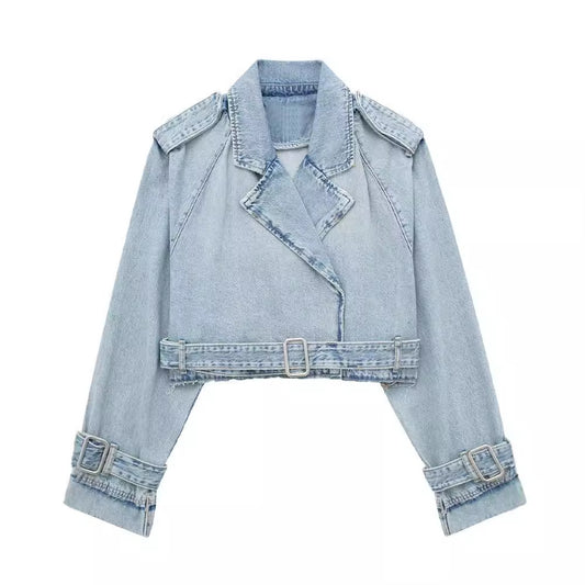 Women's Design Sense Niche Denim Trench Autumn Coats