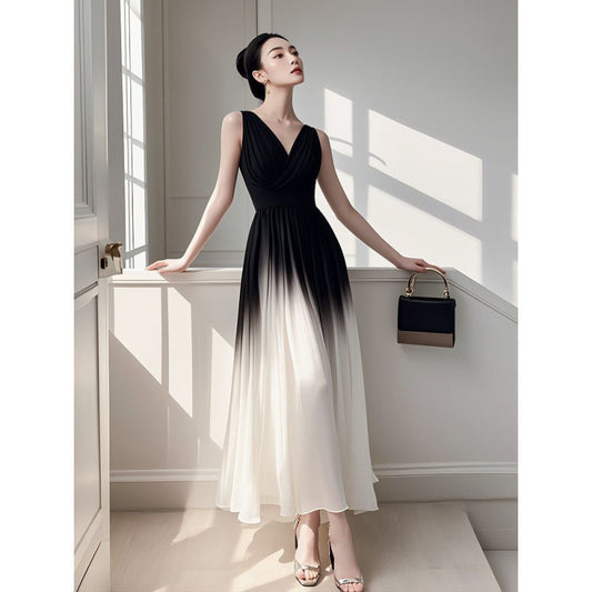 Women's White Gradient Sleeveless Unique Beautiful Summer Dresses