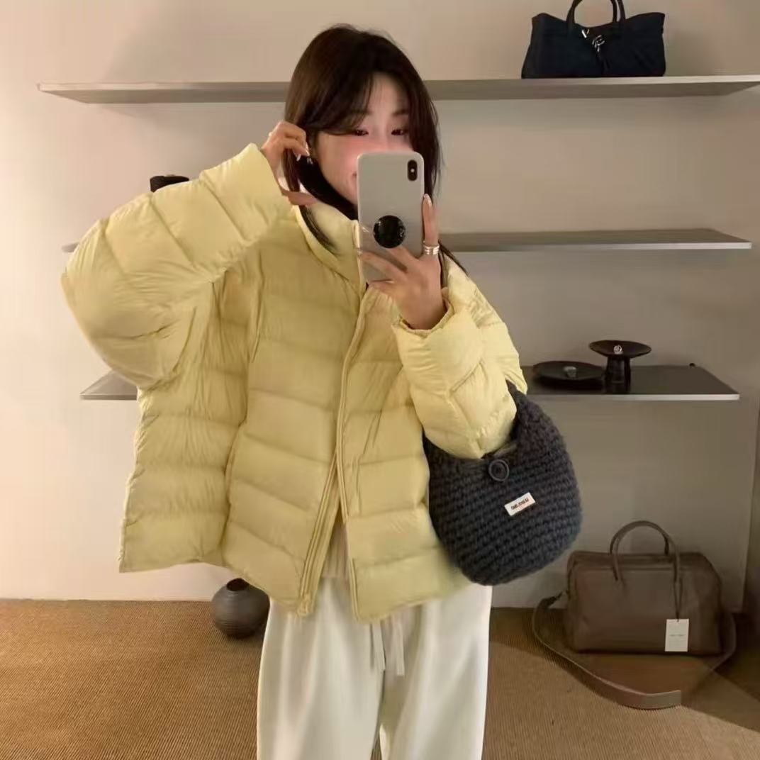 Women's Rib Temperament White Duck Down Light Jackets