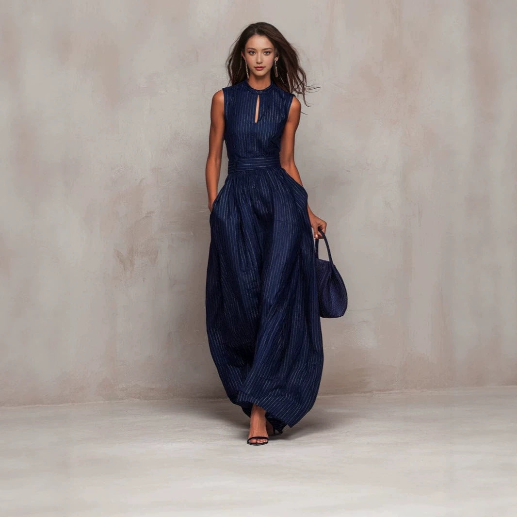 Women's Sleeveless Stitching Wide Leg Ethnic Style Jumpsuits
