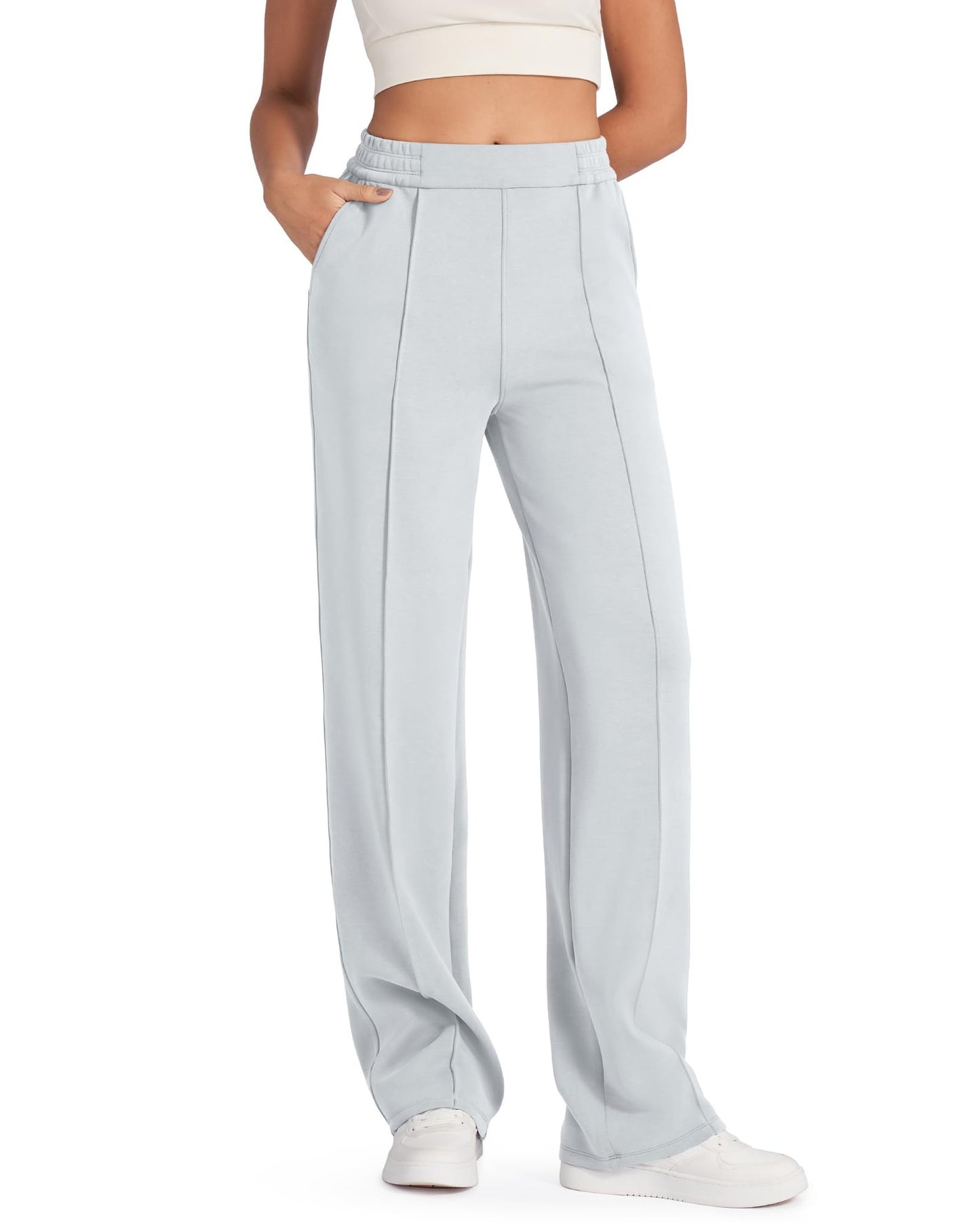 Women's Elastic High Waist Black Straight With Pants