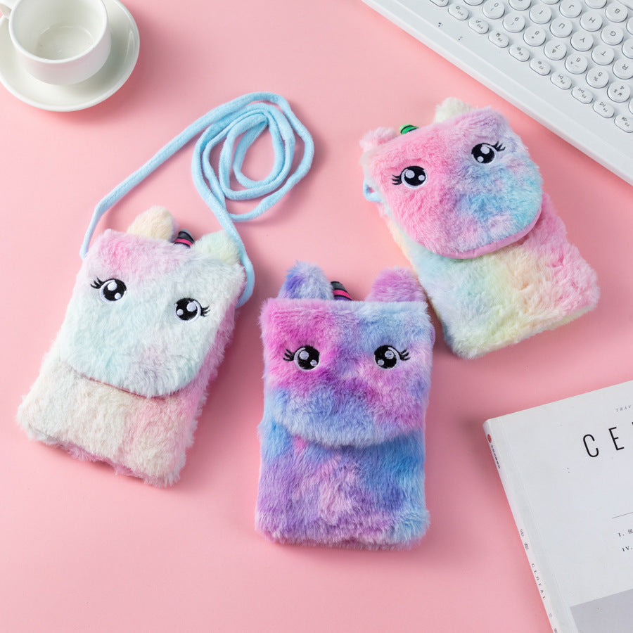 Children's Unicorn Cartoon Plush Little Female Phone Bags