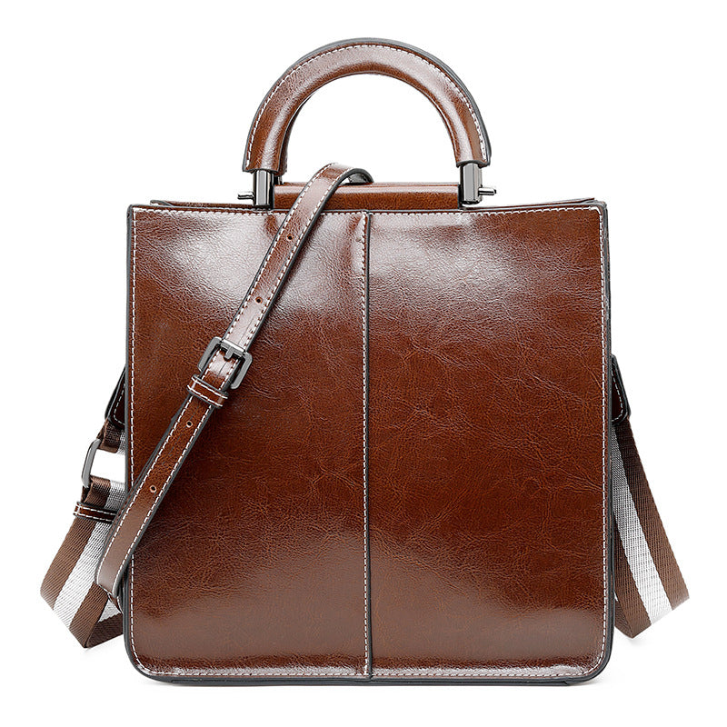 Women's Oil Wax Cowhide Big Fashion Graceful Shoulder Bags