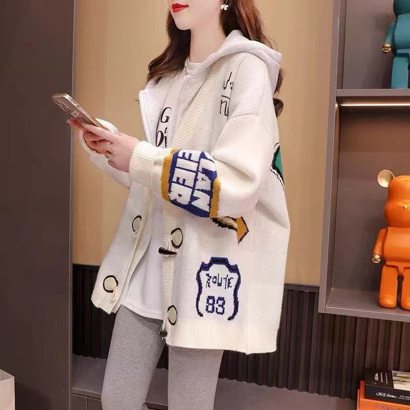 Women's Fake Two-piece Hooded Loose Lazy Style Sweaters