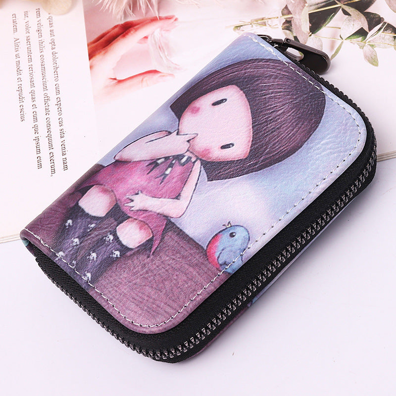 Women's Character Printing Creative Intention Large Capacity Card Holder