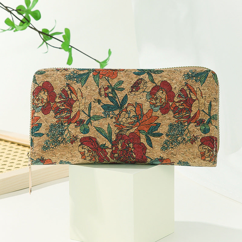 Soft Wood Grain Long Zip Mobile Phone Bags