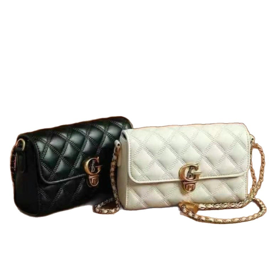 Casual Beautiful Women's Textured Rhombus Chain Lock