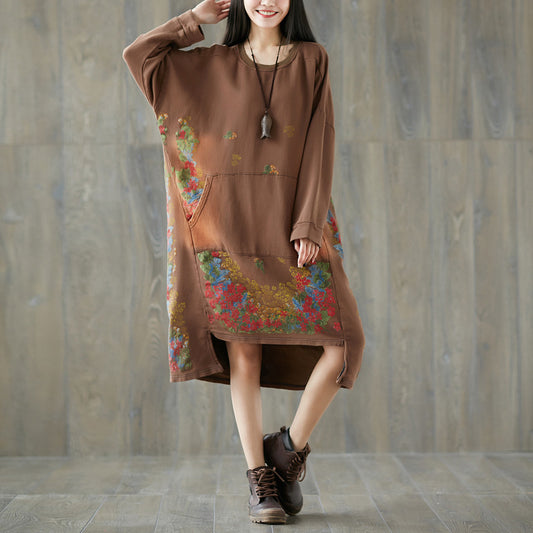 Women's Distressed Mid-length Large Pastoral Style Stitching Sweaters