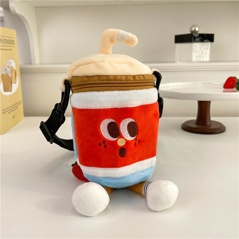 Women's Plush Cute Toast French Fries Hamburger Crossbody Bags