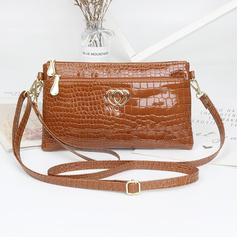 Women's Fashion Shiny Surface Patent Leather Crocodile Crossbody Bags