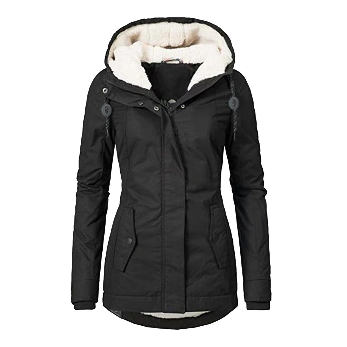 Women's Source Winter Thickened Cotton Padded Parka Fleece-lined Coats