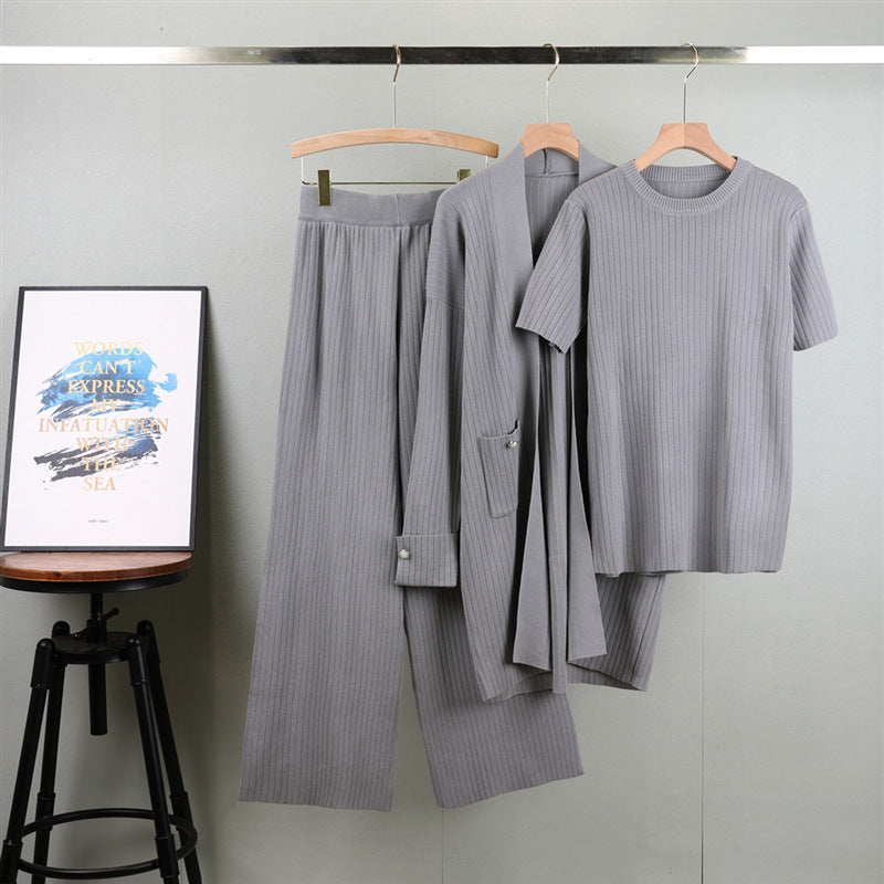 Women's Elegant Knitting Mid-length Three-piece Fashion Suits
