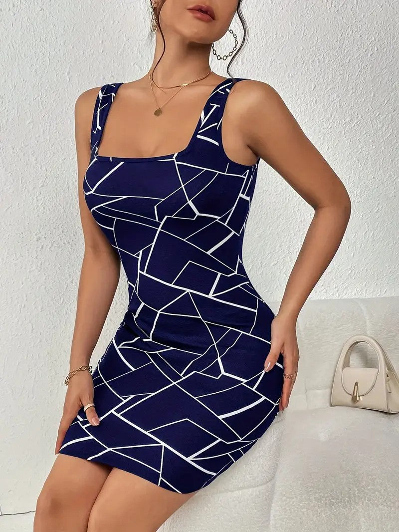 Women's Strap Temperament Printed Sexy Hot Slim Fit Dress