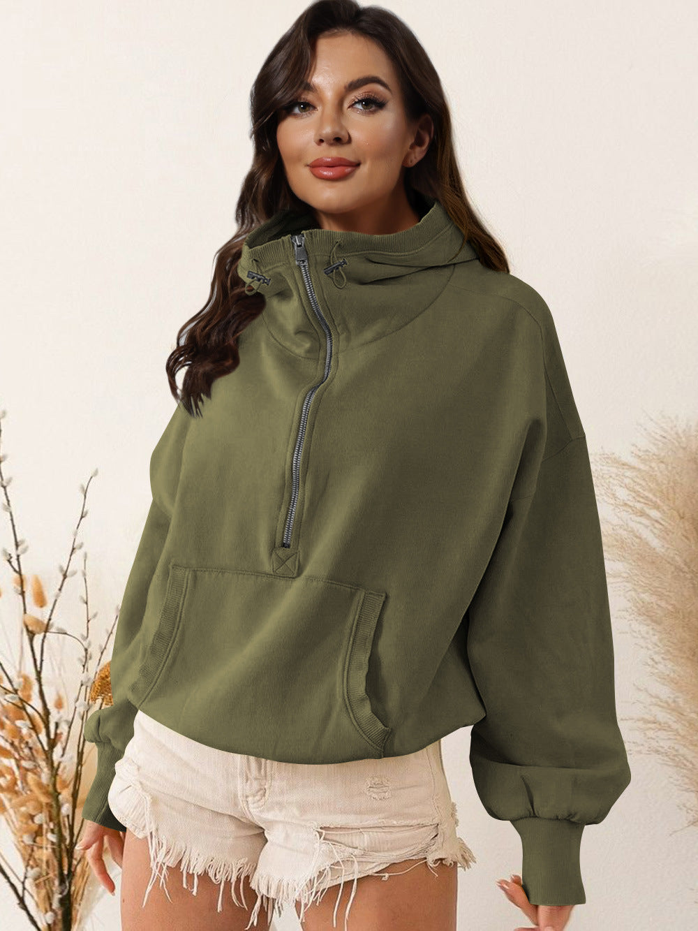 Women's Hooded Tide Sports Hoodie Zipper Drawstring Sweaters