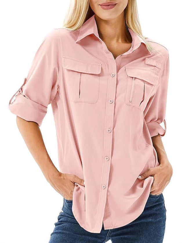 Women's Casual Wind Speed Dry Stretch Zipper Lapel Blouses
