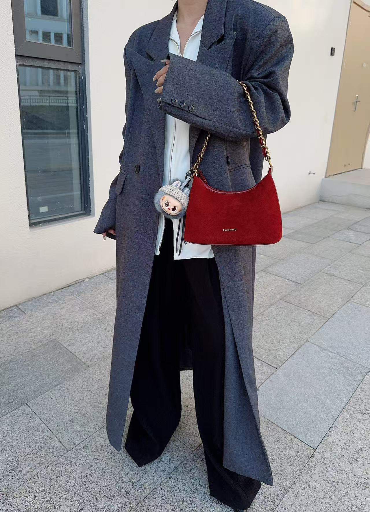 Women's Red High Quality Frosted Fashionable Stylish Handbags