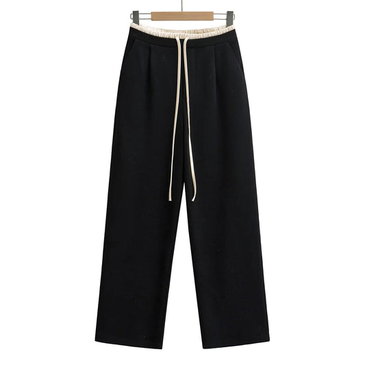 Soft Glutinous Double Brushed Casual Gray Pants