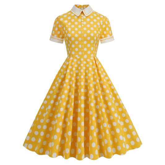 Hepburn Style Court Elegant Graceful Polka Dot Dresses