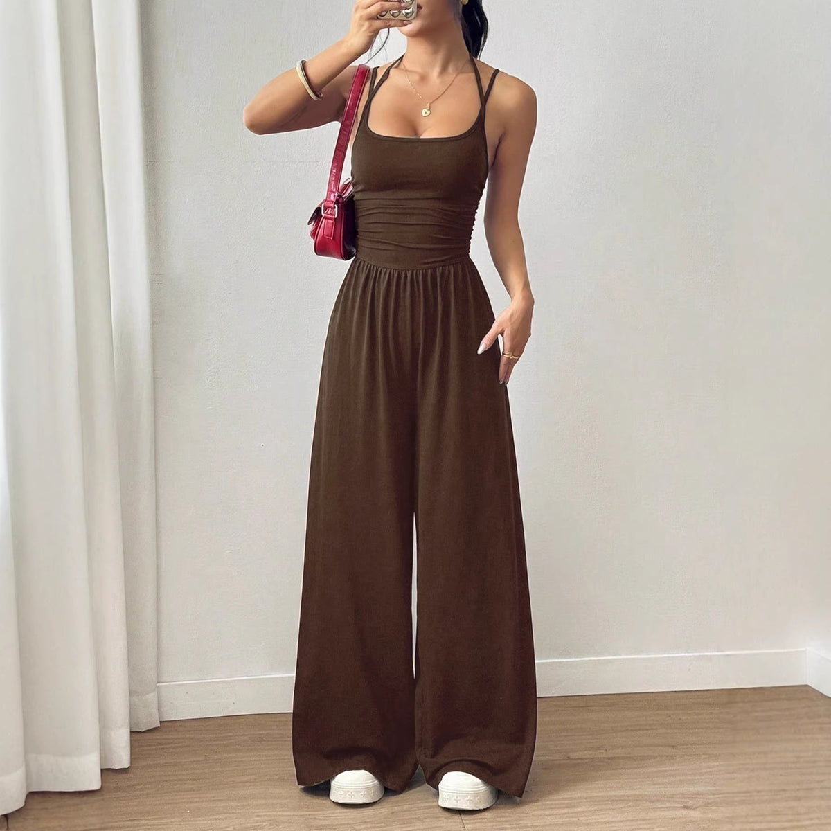 Women's Color Sling Casual Summer Wide Leg Women's Jumpsuit/clothing