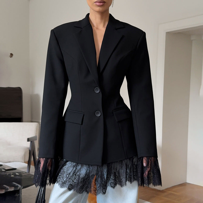 High-grade Slim Lace Stitching Design Sense Suits