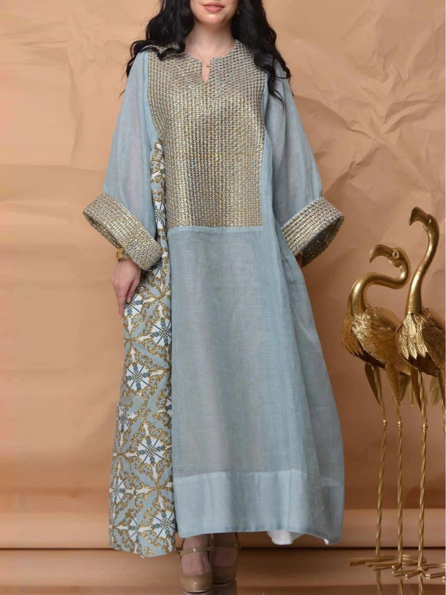 Women's Printed Breathable Long Sleeve Loose Dress Dresses