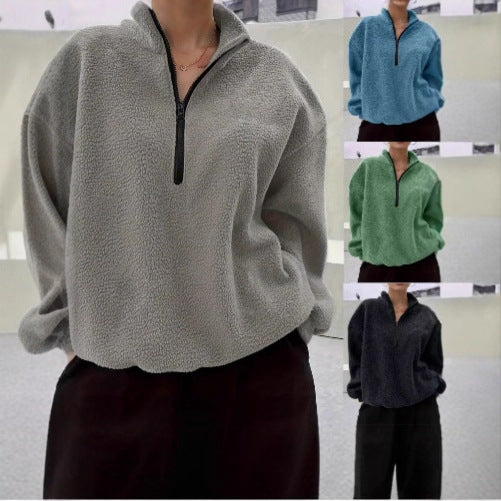 Winter Long Sleeve Casual Simple Solid Color Women's Sweater, Sweater