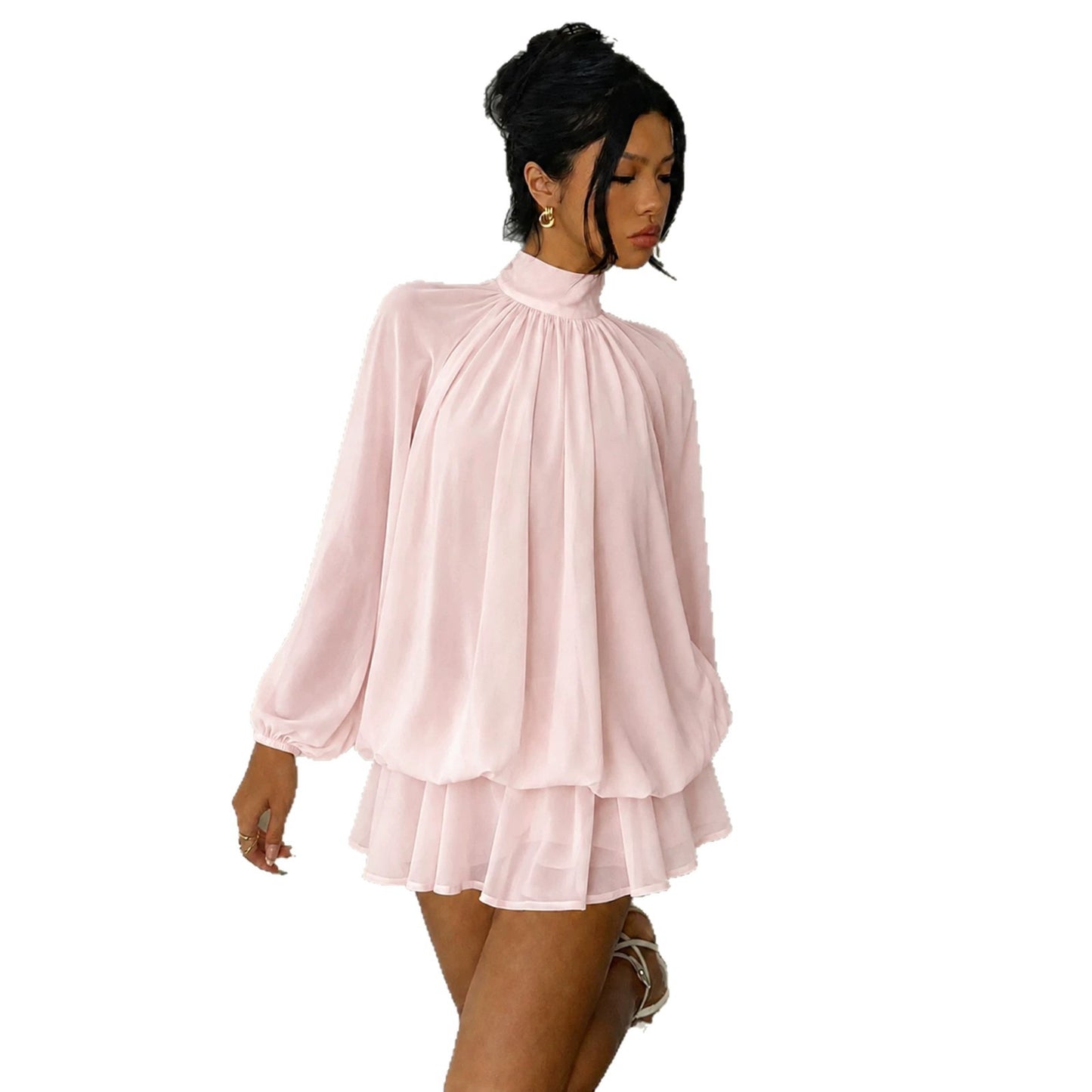 Women's Long-sleeved Versatile Fashion Slimming Solid Color Dress