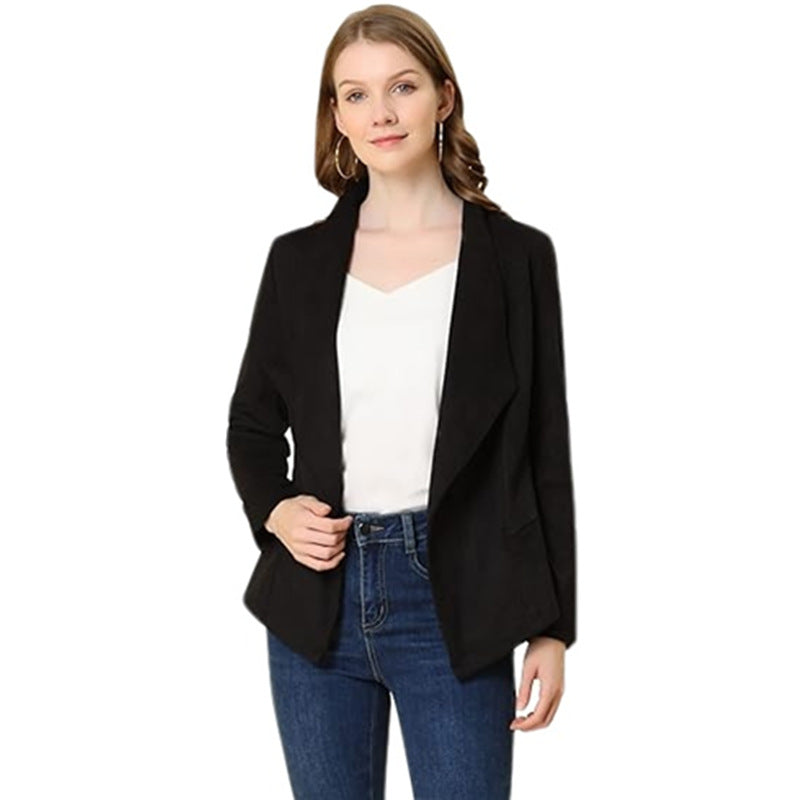 Women's Fashion Casual Suede Comfortable Fabric Lapel Long Tops