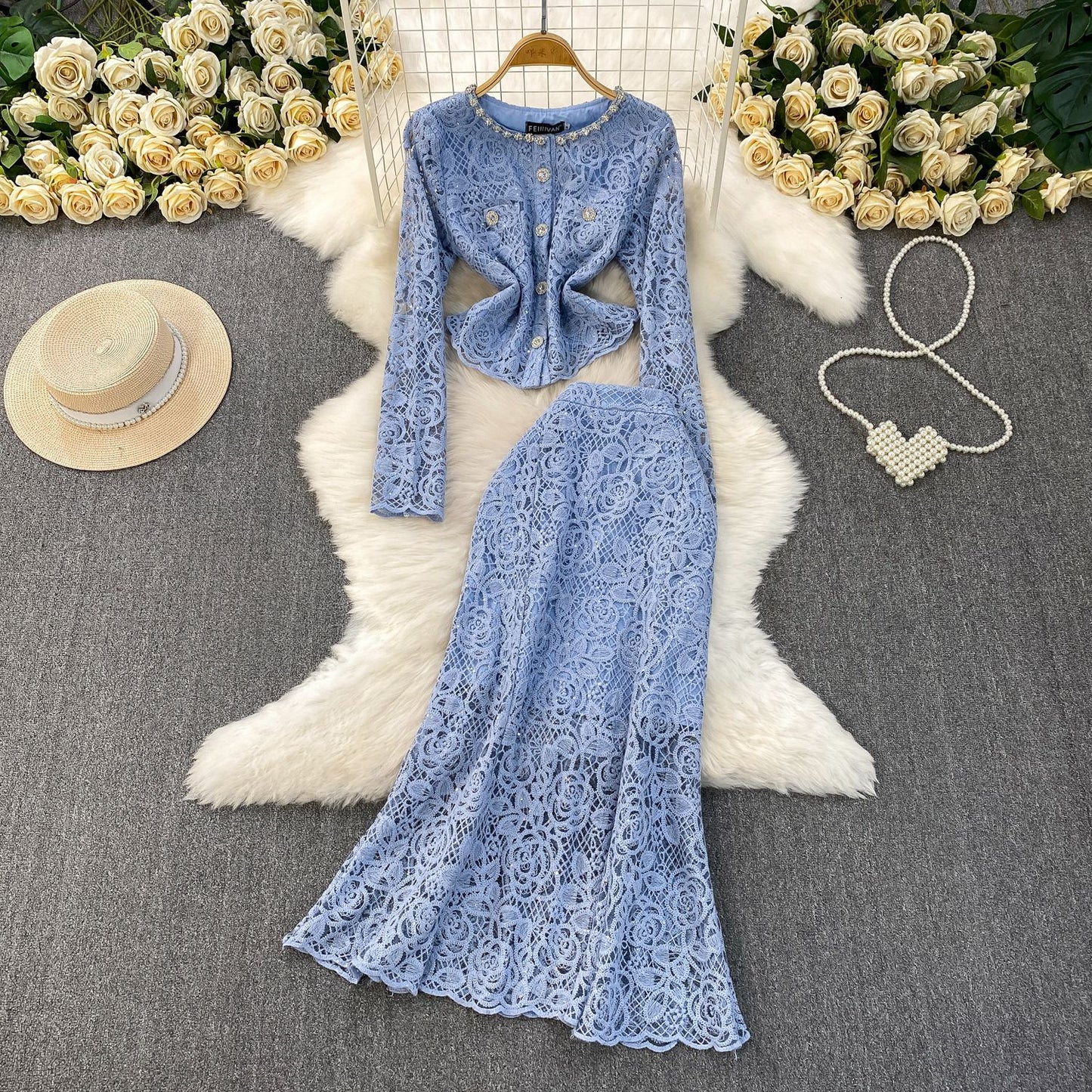 Classic Style Temperament Diamond Crew Neck Dresses