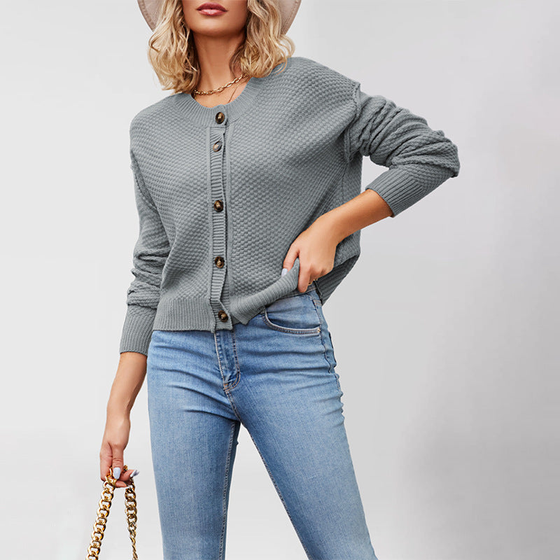 Women's Unique Knitted Single-row Button Commuter Sweaters