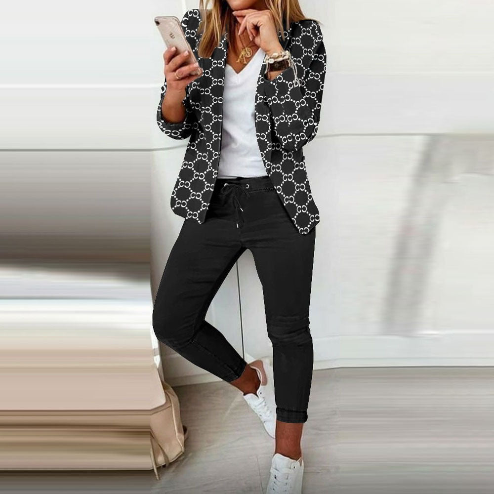 Women's Fashion Printed Long-sleeved Casual Small For Suits
