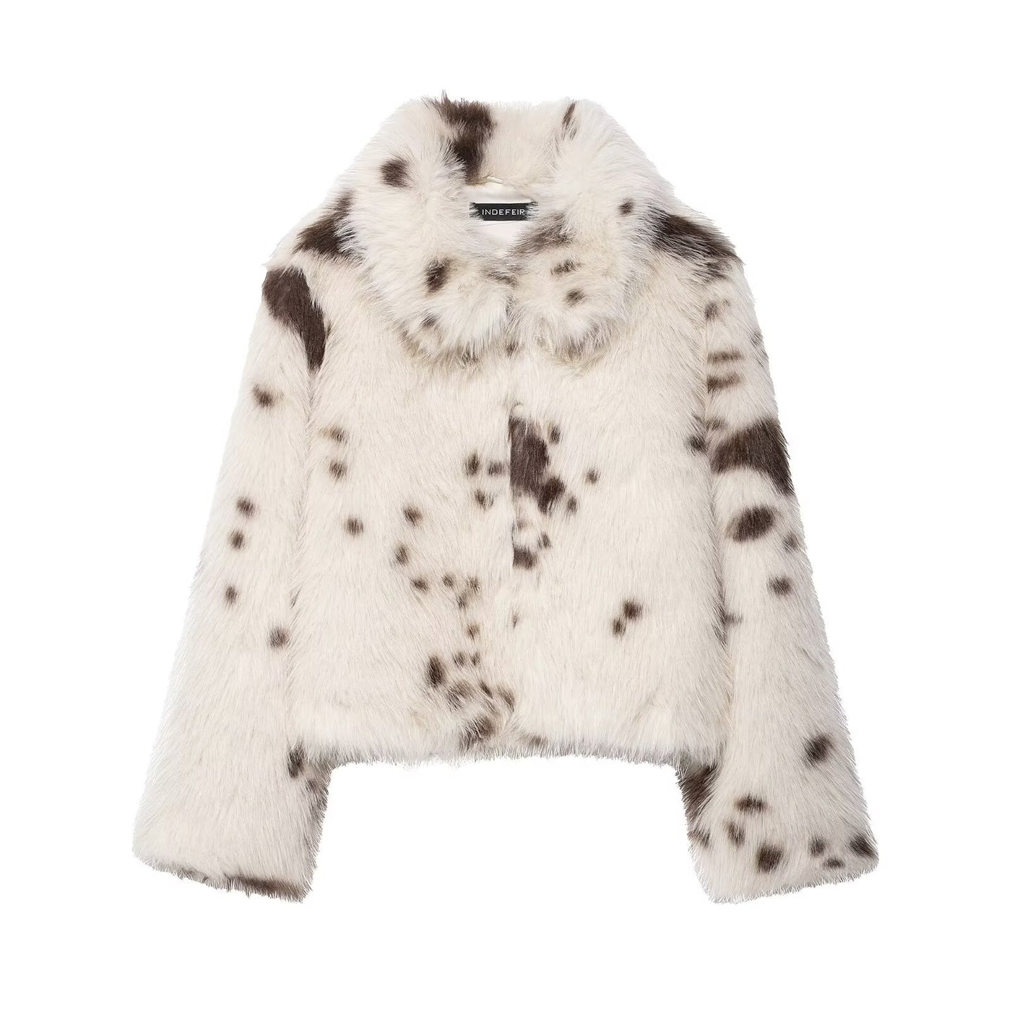 Women's Artificial Fur Effect Animal Pattern Coats