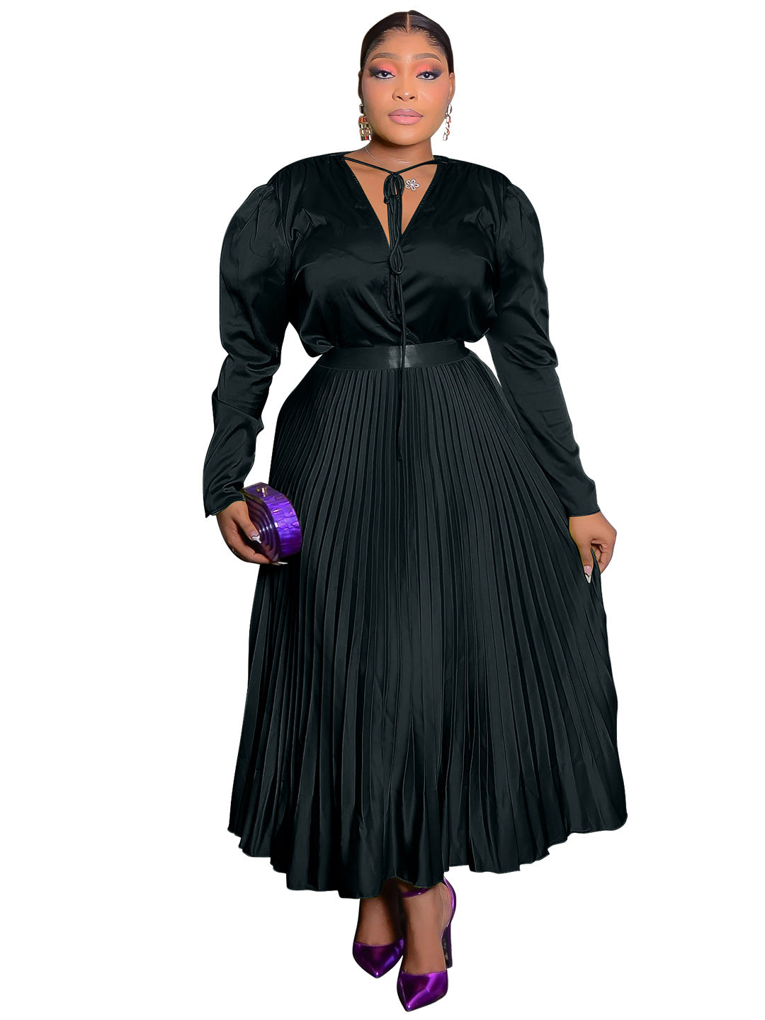 Women's Autumn Clothes Pure Color Tied Elegant Suits