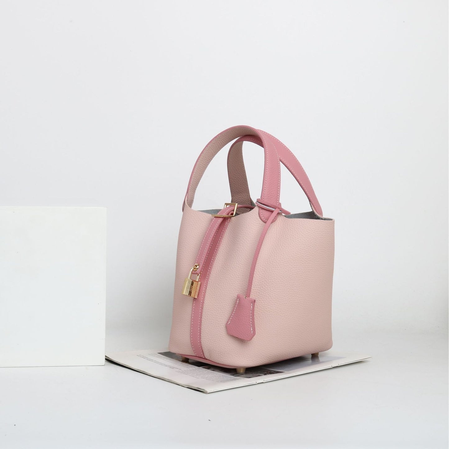 Layer Cowhide Stitching Vegetable Basket Fashion Soft Handbags