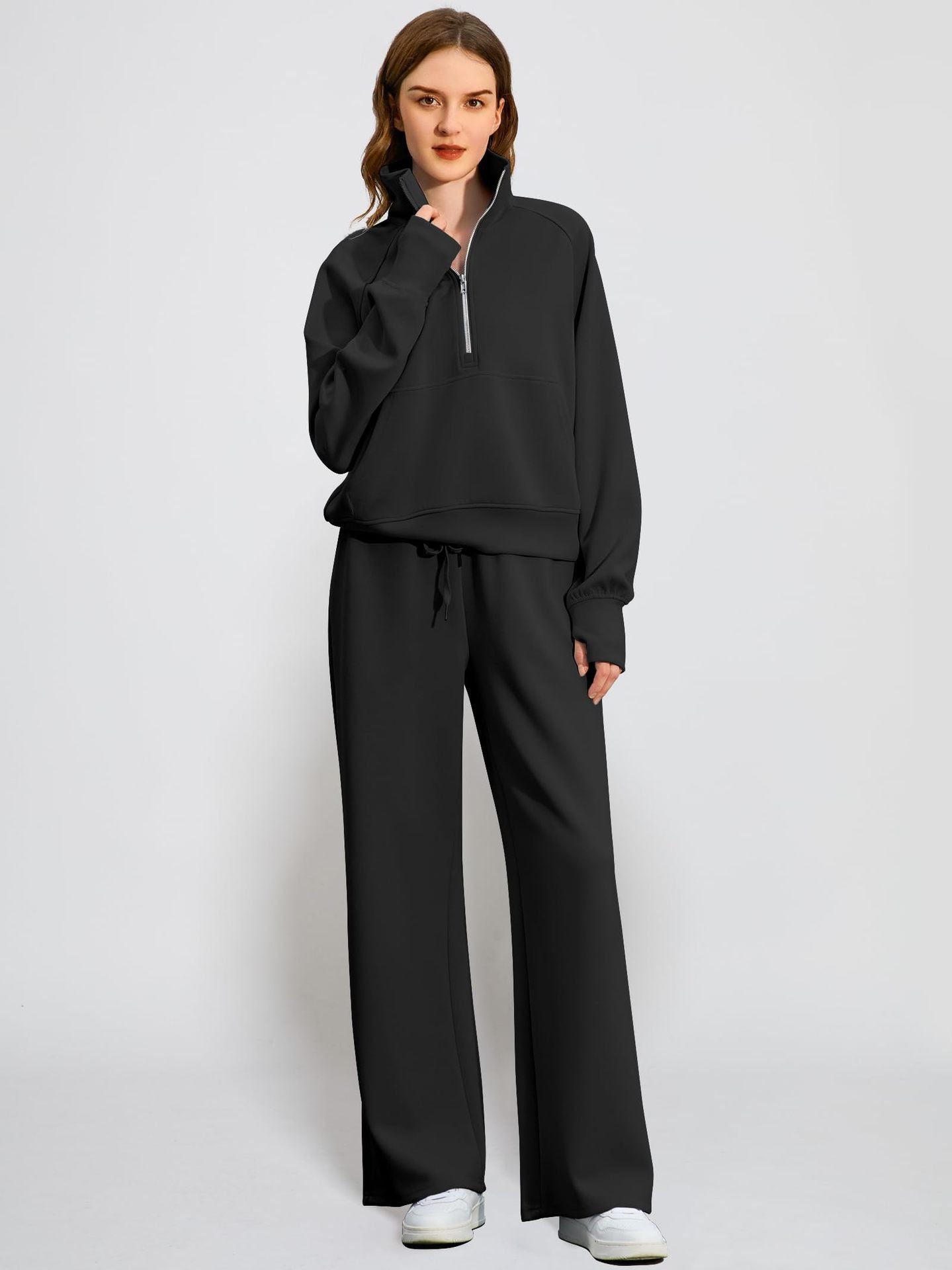 Women's Solid Color Long-sleeved Trousers Casual Sweatshirt Suits