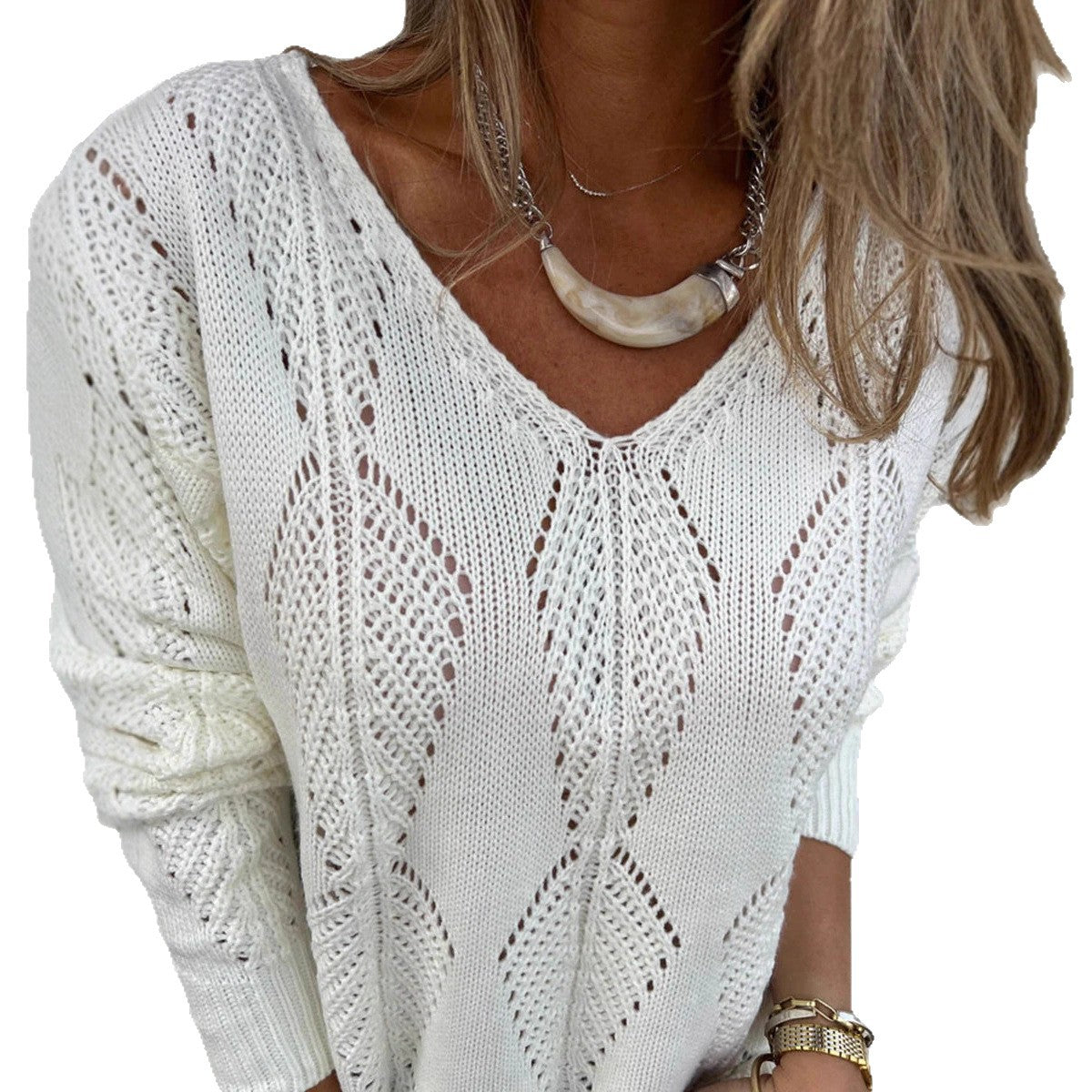 Women's Leaves Long-sleeved Knitted Loose Double-sided Wearable Sweaters
