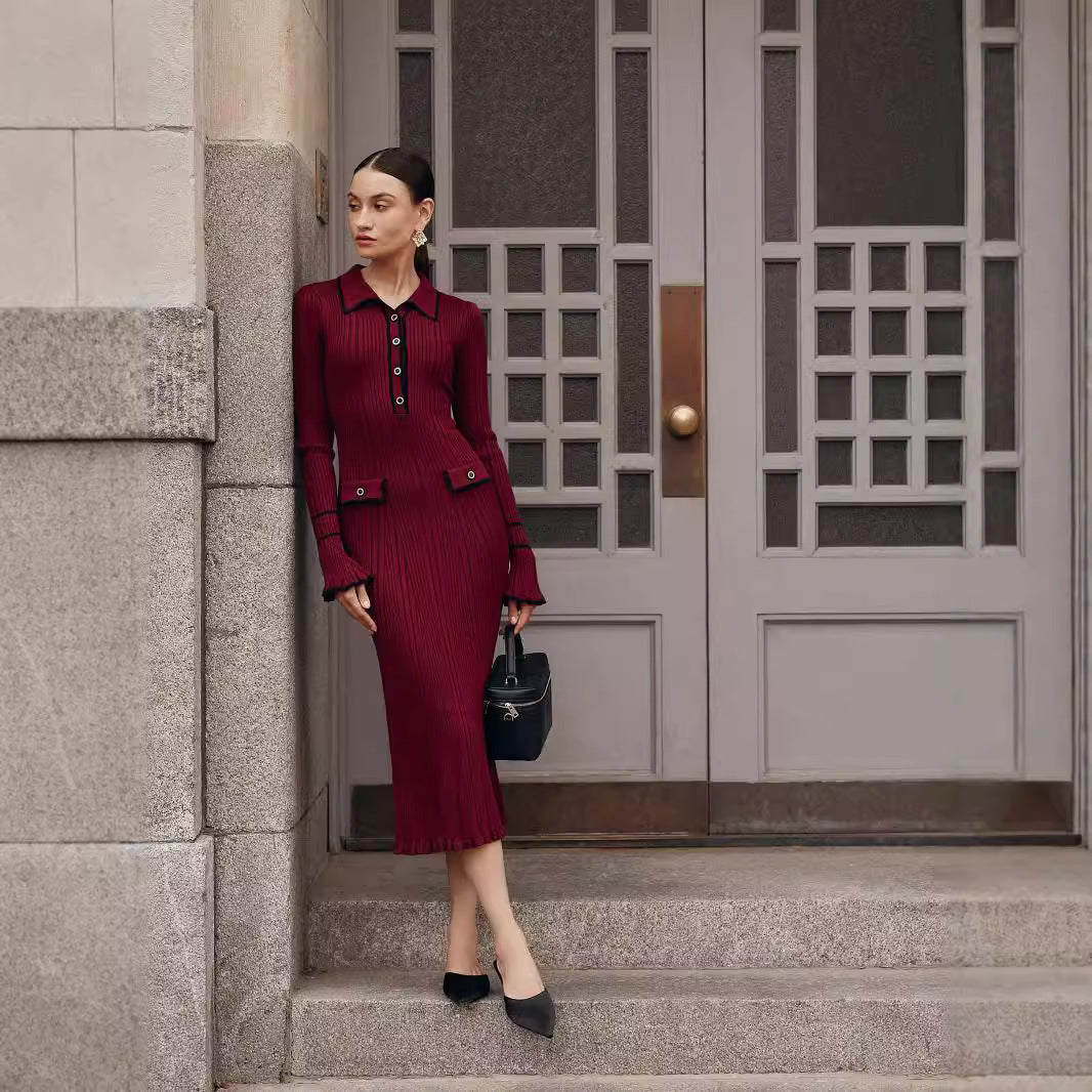 Entry Lux Ruffled Knitted Dress Woolen Skirts