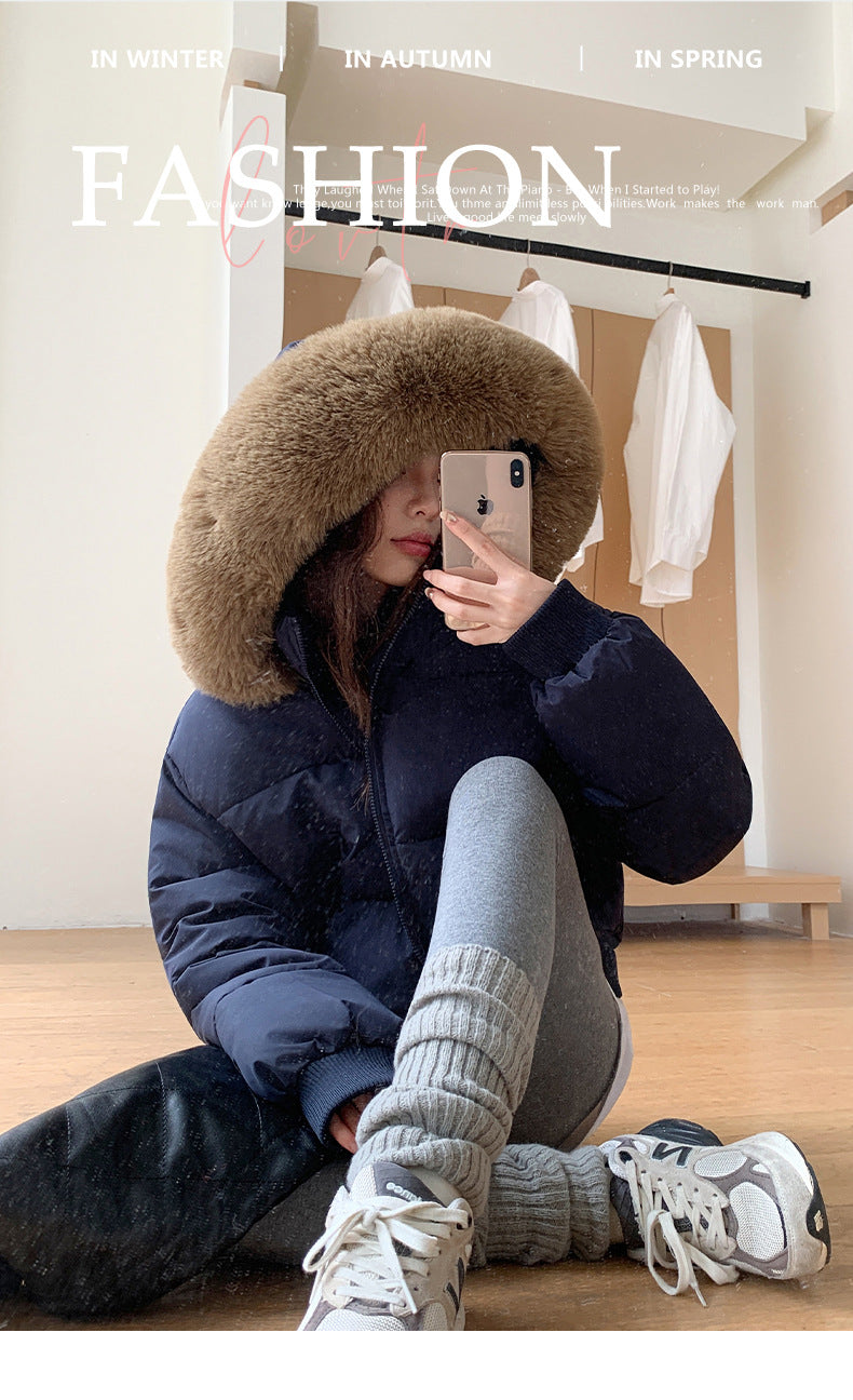 Women's Hooded Fur Collar Clothes For Winter Coats