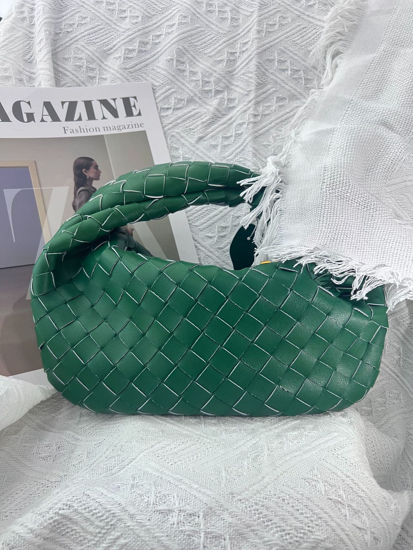 Women's Genuine Leather Woven Cowhide Knotted Handbags