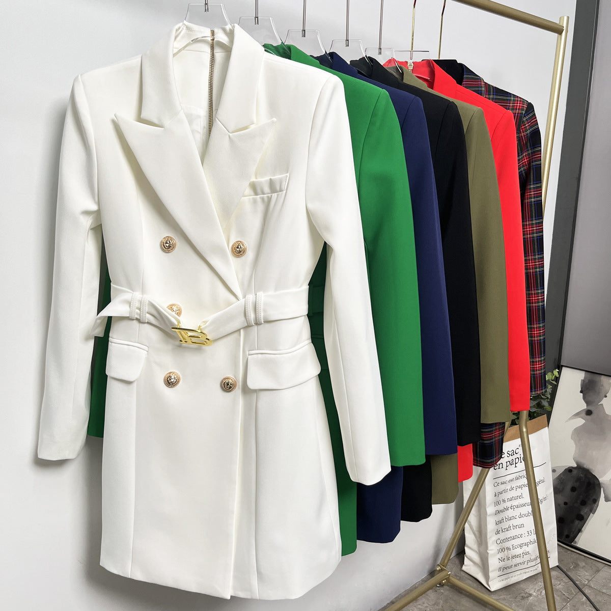 Women's Fashion Advanced Solid Color Belt Long Dresses