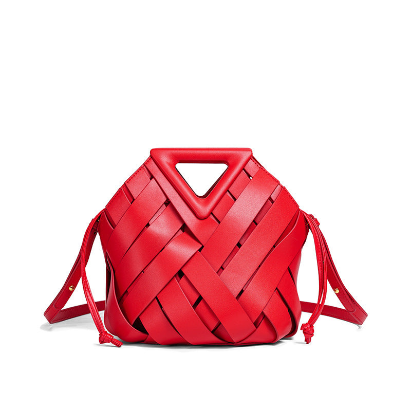 Women's Household Vegetable Basket Triangle Magnetic Handmade Woven Bags