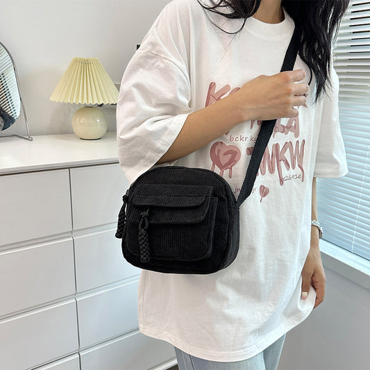 Women's Korean Style Corduroy Simple Solid Color Shoulder Bags