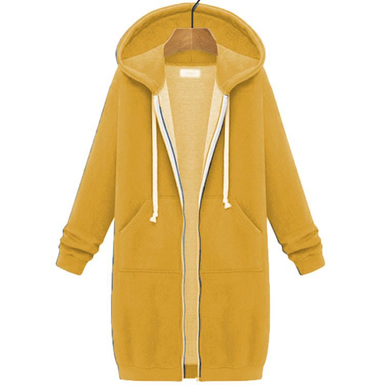 Women's Fleece Pullover Long Hooded Sleeve Mid-length Women's Sweater, Sweater